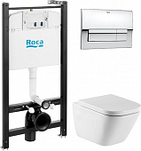 Инсталляция с унитазом ROCA PRO WC SETGAP 7.8931.0.410.0 безободковый с клавишей,сиденьем