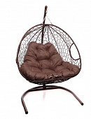 Подвесное кресло для ДВОИХ Ротанг (КОРИЧНЕВЫЙ),подушка коричневая